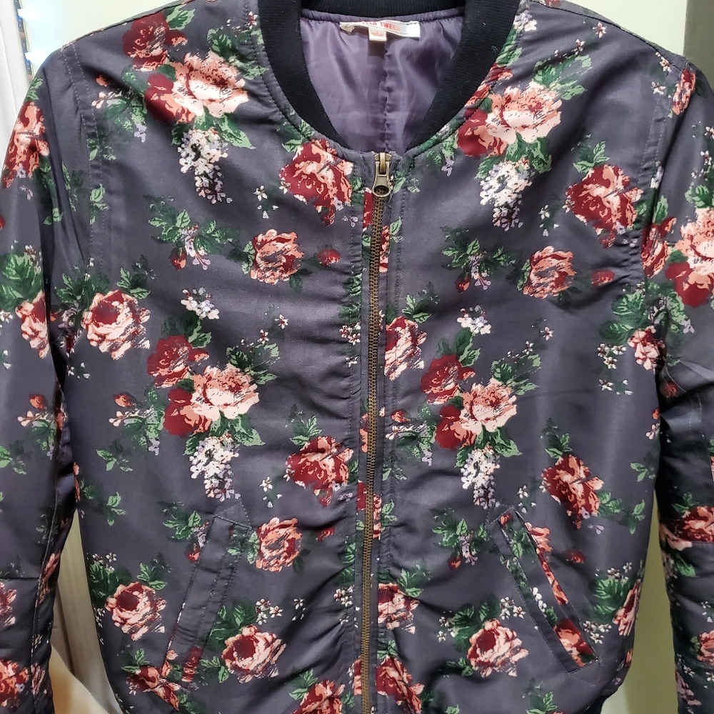 Stella Tweed Rose Patterned Bomber Jacket